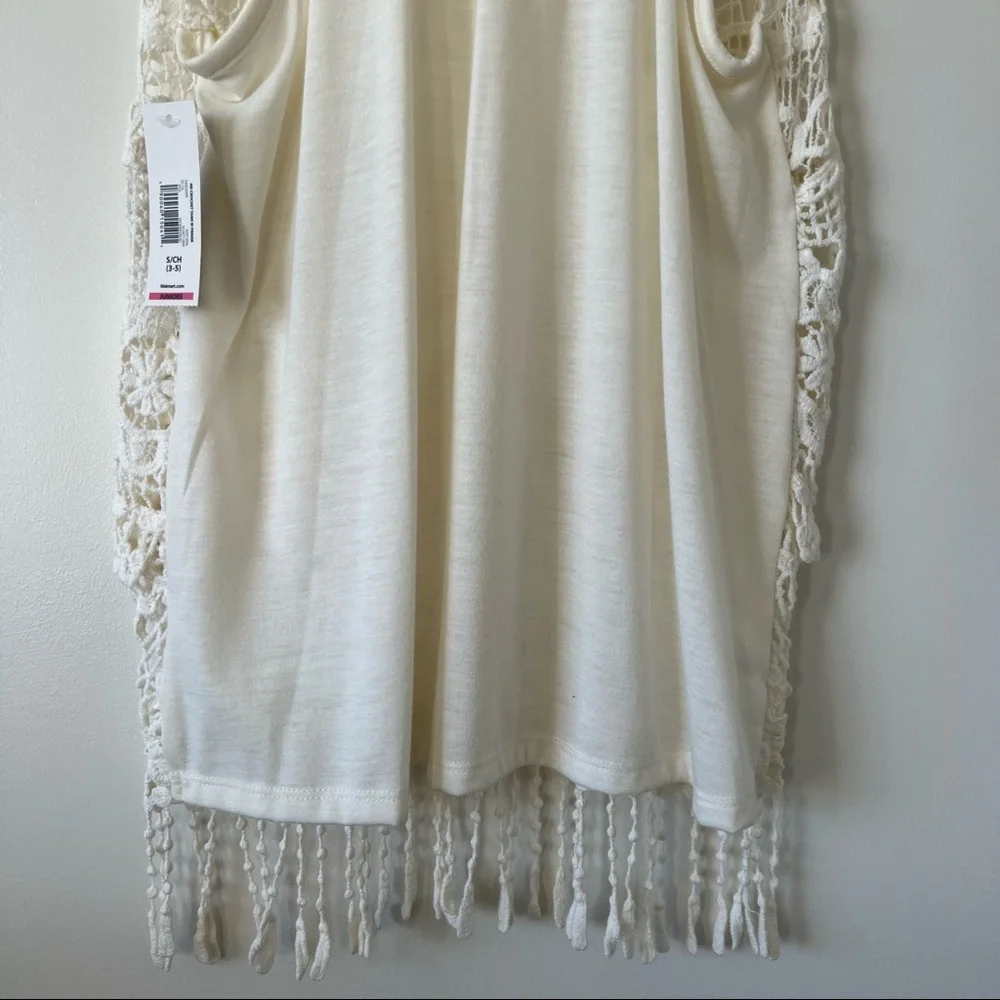 White Natural Crochet Tank with Fringe Top - Picture 5 of 7